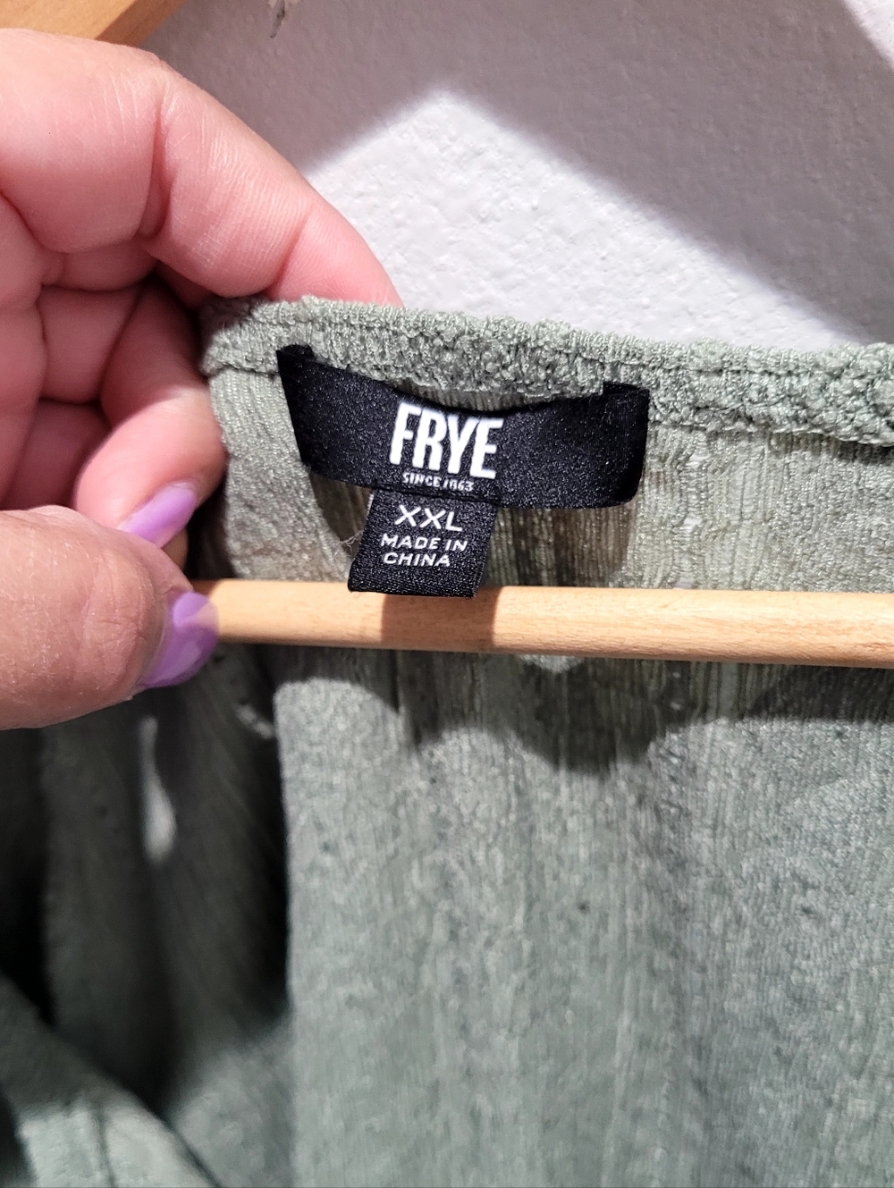 Frye Sage Green Textured Peasant Blouse XXL Boho Button Front Long Sleeve Top - Picture 4 of 10